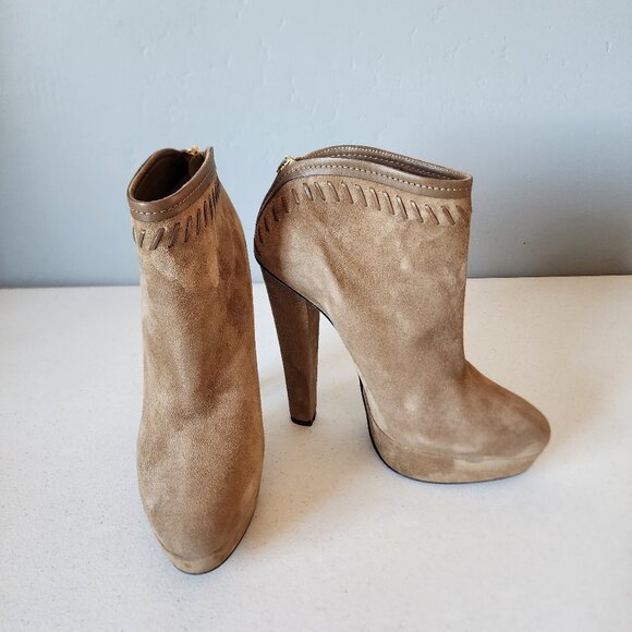 Jimmy Choo Tan Suede Booties "EUC" - Picture 9 of 16